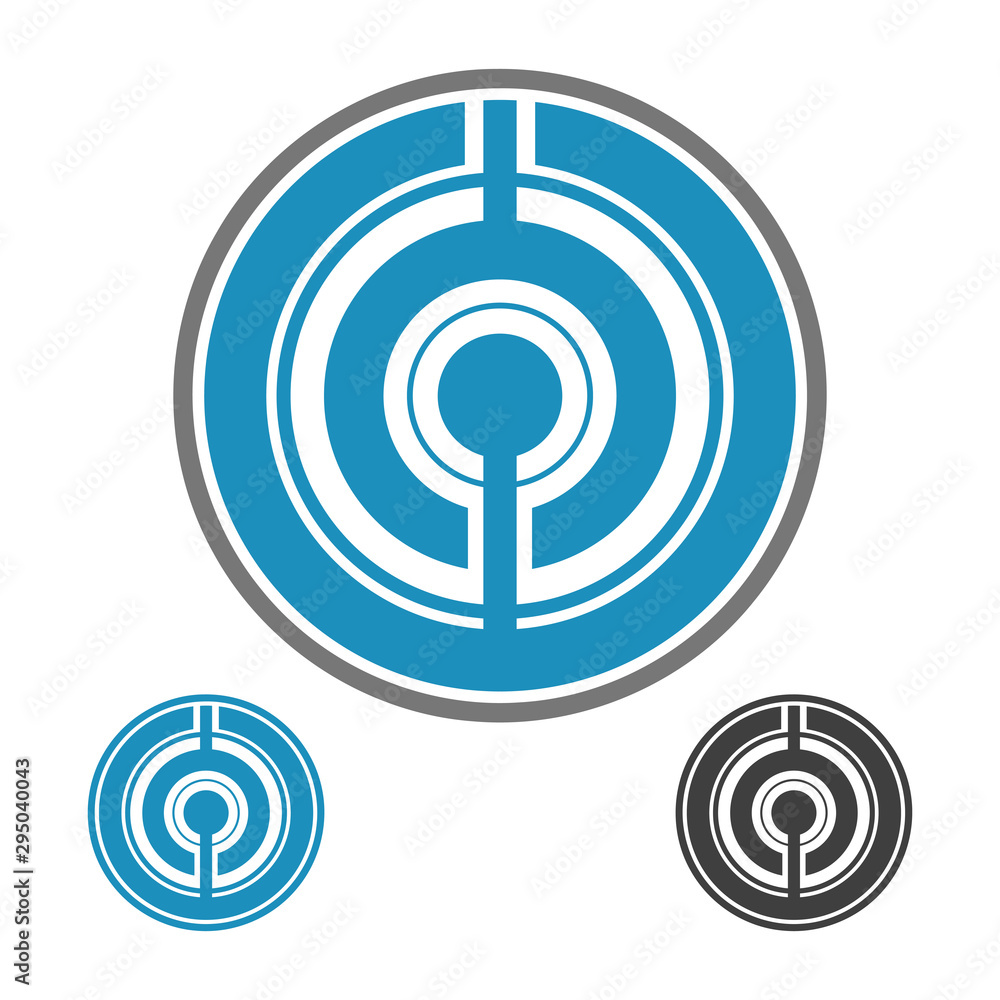 Poster abstract technology robotics sign. robot emblem.