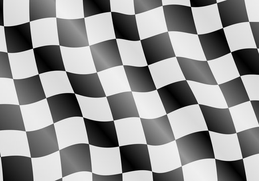 Checkered flag texture for auto racing and motorcycle racing. Black and white checkered wavy pattern.