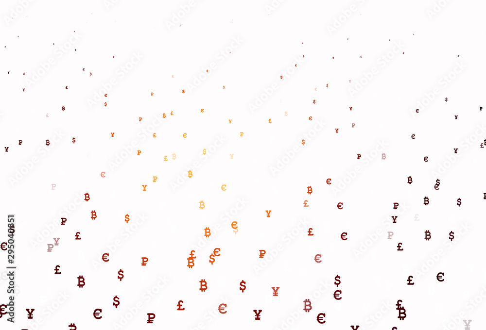 Poster light orange vector layout with banking symbols.