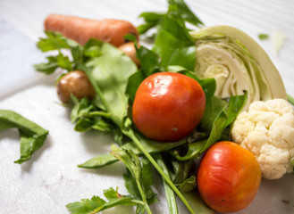 Fresh vegetables preparing for soup.
