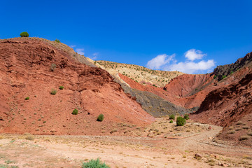Colorful mountains on the way to the High Atlas, Morocco.
