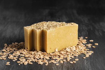 Front view type of soap made of oat flakes