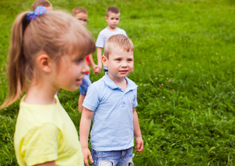 Fototapeta na wymiar Outdoors game for children in summer camp