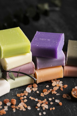 Various types of homemade soap