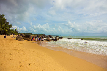 Perfect beach and stones of the park Edge of Earth, Sanya, Chinese island of Hainan, vacation on the South China sea