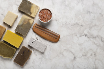 Copy-space various soap with bosy tools