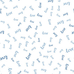 Dark BLUE vector seamless cover with quote LOVE YOU. Illustration with phrase LOVE YOU for valentine's day. Pattern for trendy fabric, wallpapers.