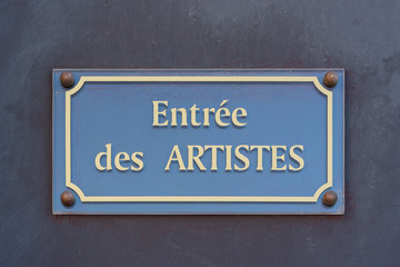 Entrée des ARTISTES