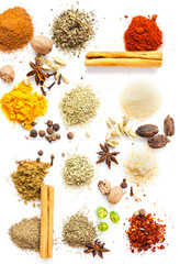 Top view of herbs and spices, art of food