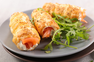 pastry filling with salmon and cheese cream