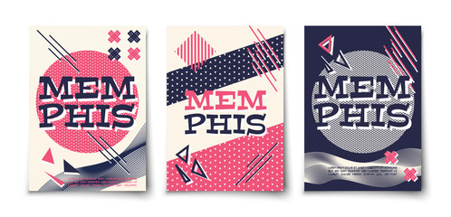 Memphis design abstract geometric  vector cover