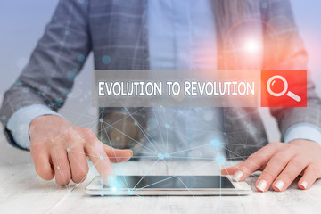Handwriting text writing Evolution To Revolution. Conceptual photo adapting to way of living for...