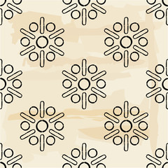 Vintage Snowflakes. Engraving. Seamless pattern of hand drawn linear hatching. Old paper. Vector illustration for web design or print.