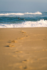 surfer and footprints