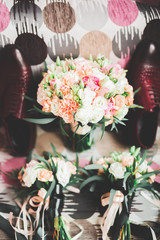 Wonderful luxury wedding bouquet of different flowers