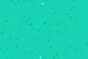 Light Green vector layout with latin alphabet.