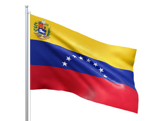 Venezuela state flag waving on white background, close up, isolated. 3D render