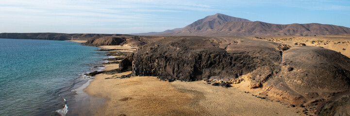 Landscape of Del Pozo beach in Lanzarote, Canary Islands, Spain