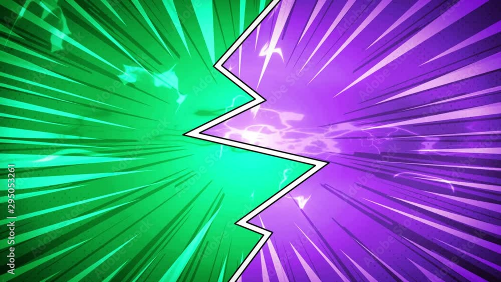 Poster comic book action layout background with power fx/ 4k animation of a powerful comics like page layou
