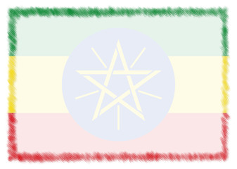 Fototapeta premium Border made with Ethiopia national flag.