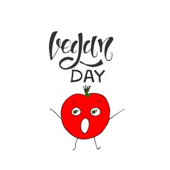 World vegan day vector illustration with tomato.