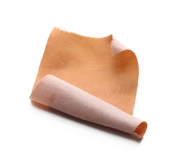Adhesive band aid isolated on white background, macro