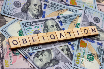 The word obligation on dollar usa background