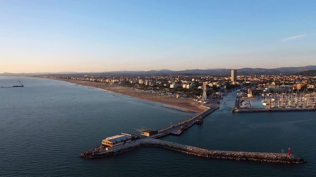 The famous resort of Rimini, Italy. Morning time. Coastline