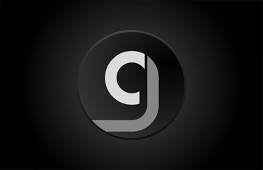 black and white alphabet letter g circle logo icon design