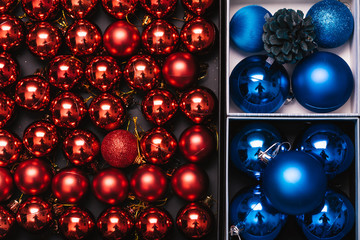 Christmas Background with Christmas decorative balls in box