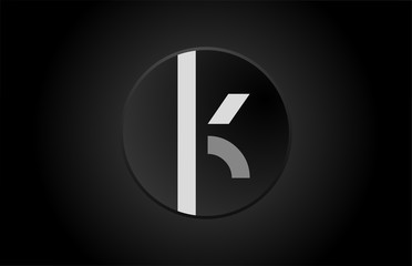black and white alphabet letter k circle logo icon design