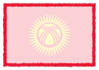 Obraz premium Border made with Kyrgyzstan national flag.