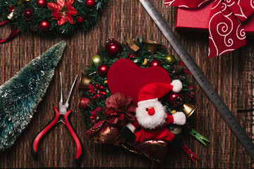 Christmas Background with Christmas decoration and Gifts