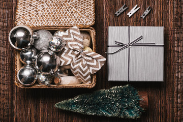 Christmas Background with Christmas decoration and Gifts