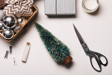 Christmas Background with Christmas decoration and Gifts