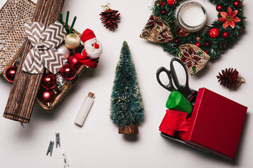 Christmas Background with Christmas decoration and Gifts