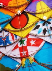 Display of Indian kites for sale,during harvest festival,pongal or sankranti  