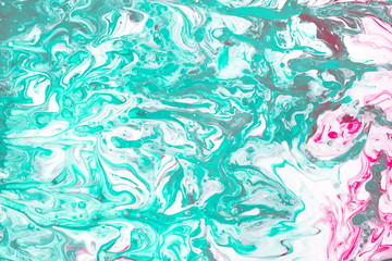 Acrylic paint . Abstract art background,fluid acrylic painting on canvas. Backdrop blue, red, mint color for your design .