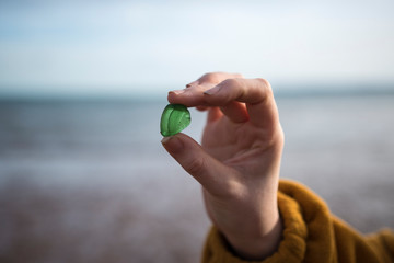 green glass rounded by the sea known as mermaid glass