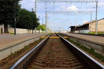 Railroad tracks in length. Rails and sleepers