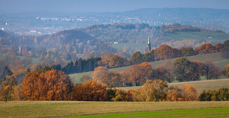 Panorama einer herbstlichen Landschaft in Thüringen