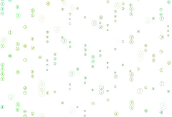 Light Green, Yellow vector background with signs of numerals.