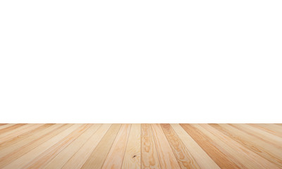 Empty top wooden table isolated on white background. Empty ready for your product display or montage. illustration 3D rendering