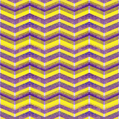 Seamless pattern horizontal curved line in yellow and purple with texture. Corrugated paper.