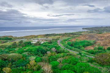Fototapeta premium Aerial view of Coral coast, Sigatoka Sand Dunes National Park Fiji