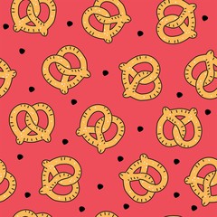 Vector seamless pattern-cute pretzels. Cartoon background for textiles and paper.