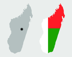  Contour of Madagascar in grey and in flag colors