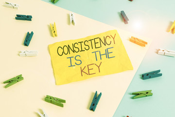 Handwriting text writing Consistency Is The Key. Conceptual photo full Dedication to a Task a habit...