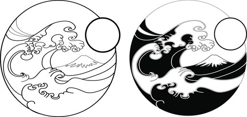 Japanese wave and cloud background.water splash tattoo.design wallpaper and abstract for tattoo.