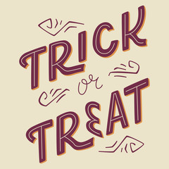 Trick or Treat Halloween Greeting Card. Isolated Illustration.